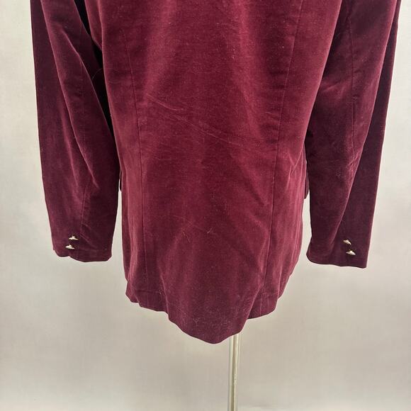 Vintage 90s  Y2k Burgundy Velvet Blazer Jacket Classic Tailored Fit Size 12 - Picture 12 of 16